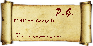 Plésa Gergely névjegykártya